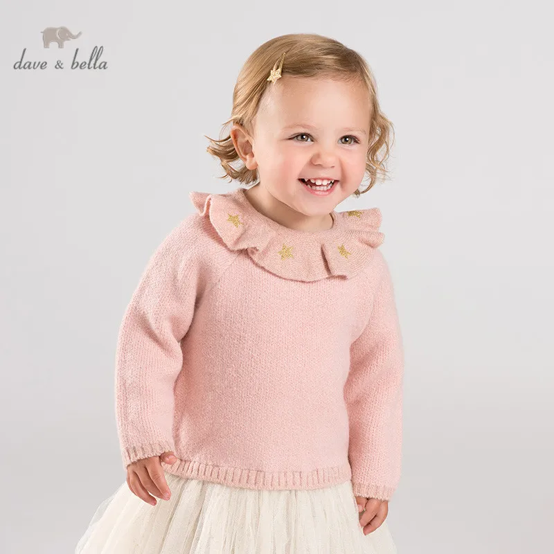 DB12223 dave bella/осенний свитер со звездами для маленьких девочек детское модное