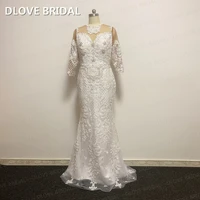 plus size long sleeves wedding dress unique beaded lace bridal gown dlove bridal new style dresses real photos
