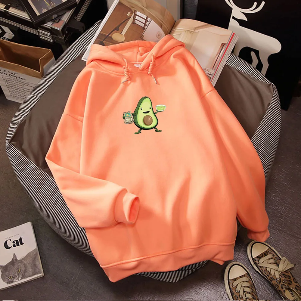 Женские толстовки с длинным рукавом рисунком авокадо женские милые свитшоты