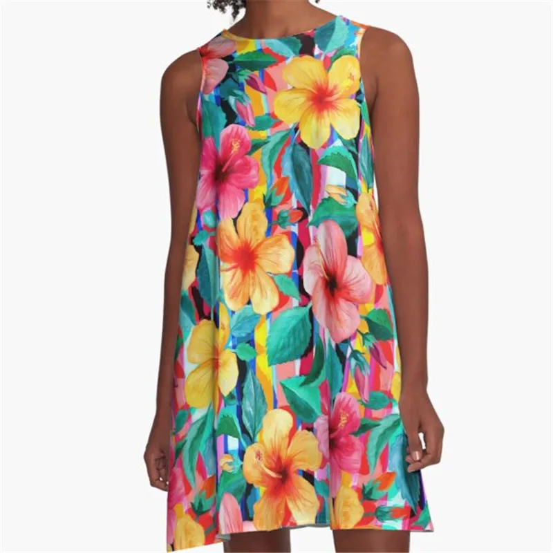 

Fashion Women summer dresses Memphis style Printed A-Line Boho Dress for women harajuku Sexy ladies mini short beach dress