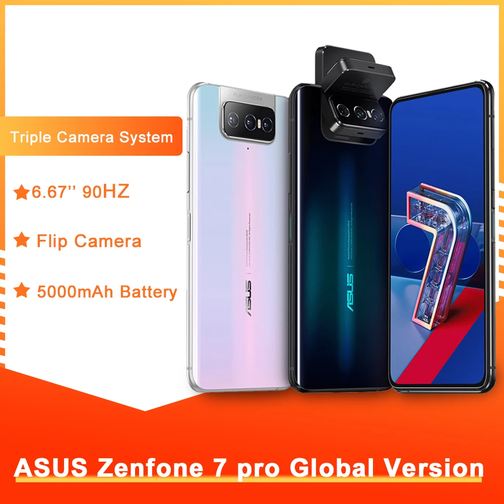 Глобальная версия смартфона ASUS Zenfone 7 Pro 8 RAM 256 ROM Snapdragon 865 Plus 5000 мАч NFC Android Q тройная