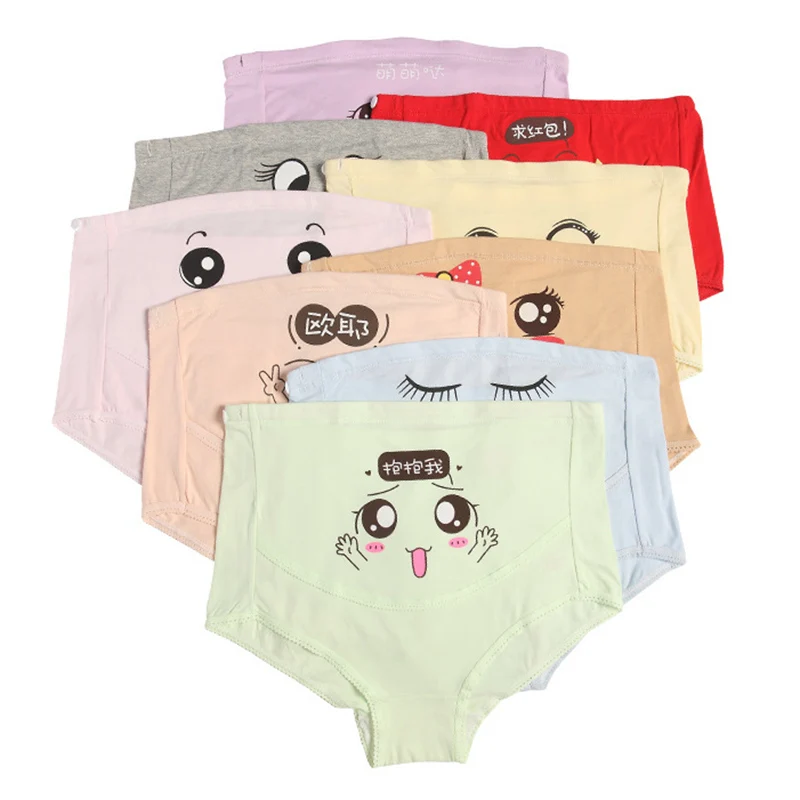 

Cute Cartoon Printed Panties Adjustable Cotton Panties With High Waist Support For Pregnant Women K2