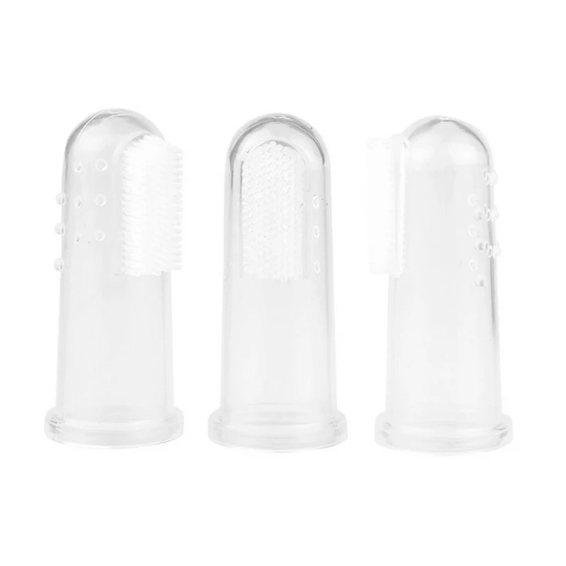 1 шт. супер мягкая надеваемая на палец зубная щетка для домашних животных