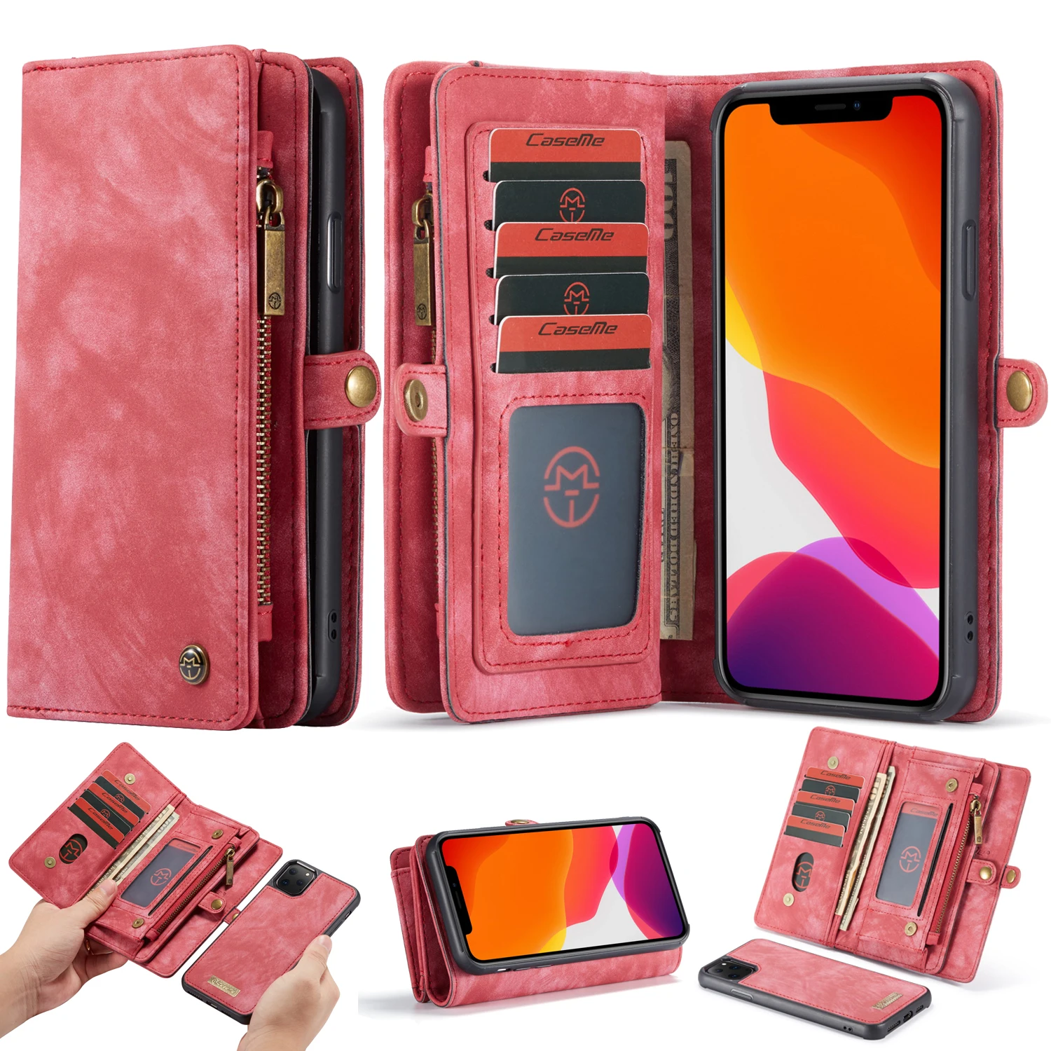 

Caseme 008 Series Wallet ID Card Pocket shockproof phone cases cover for Apple iphone 6 6S 7 8 Plus X XS max XR 11 Pro max 12