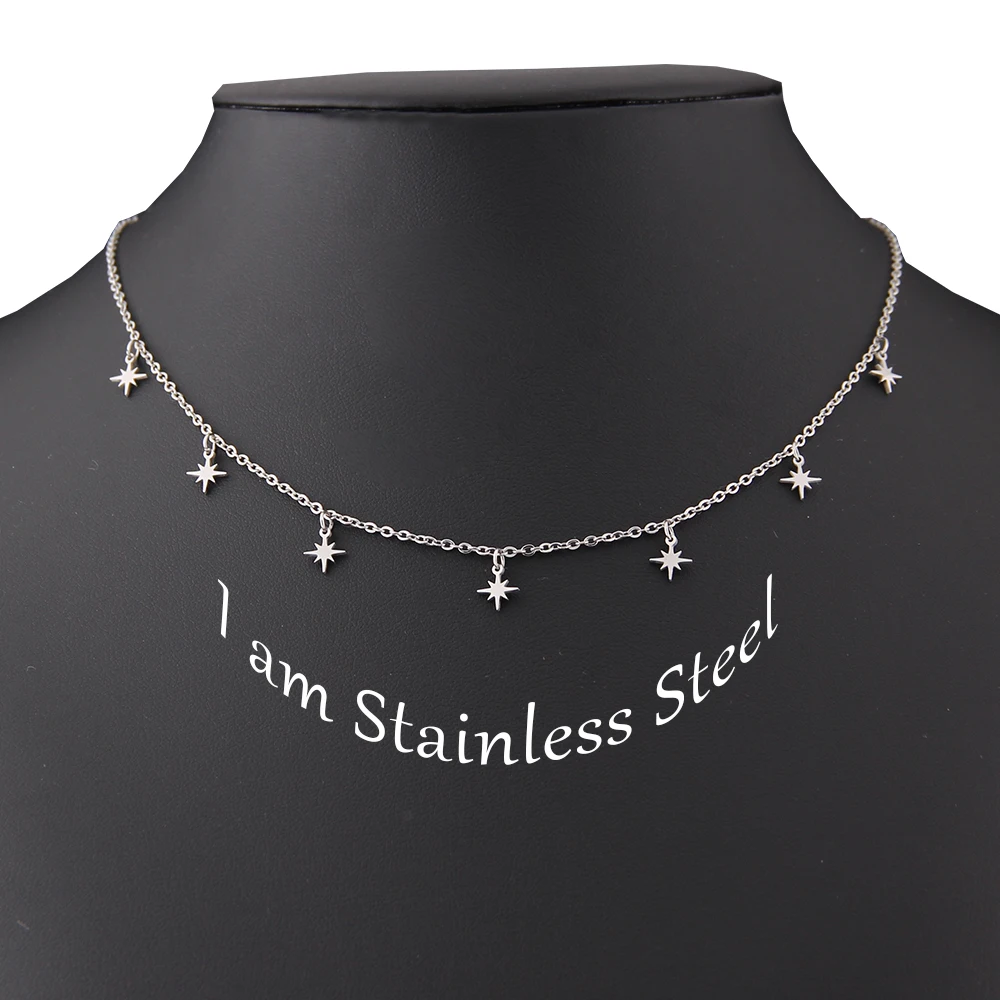 Женские ожерелья бижутерия из нержавеющей стали крест молния гексаграмма колье