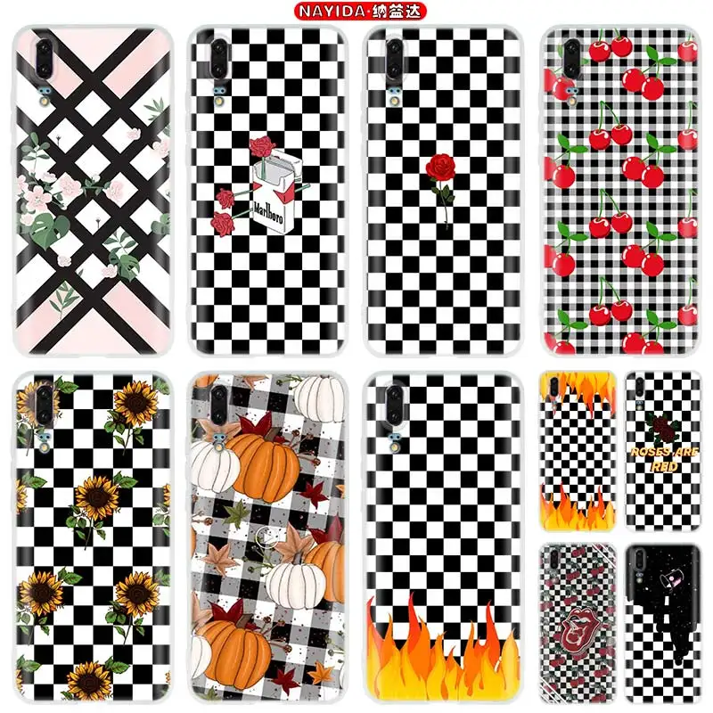 

Checkerboard Plaid Checked Checker Soft Silicone Phone Case For Huawei P50 P40 P10 P20 P30 Lite Pro P Smart Z 2019 2020 Cover