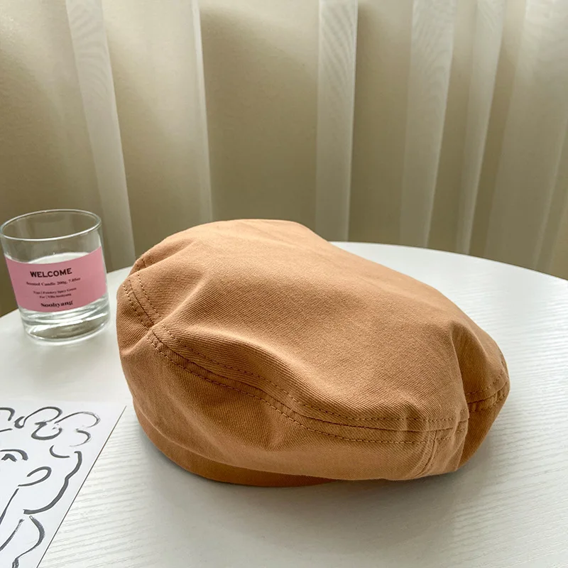 

2021 New Beret Thin Breathable Black British Retro Korean Japanese Painter Cap Octagonal Hat Berets Caps for Women