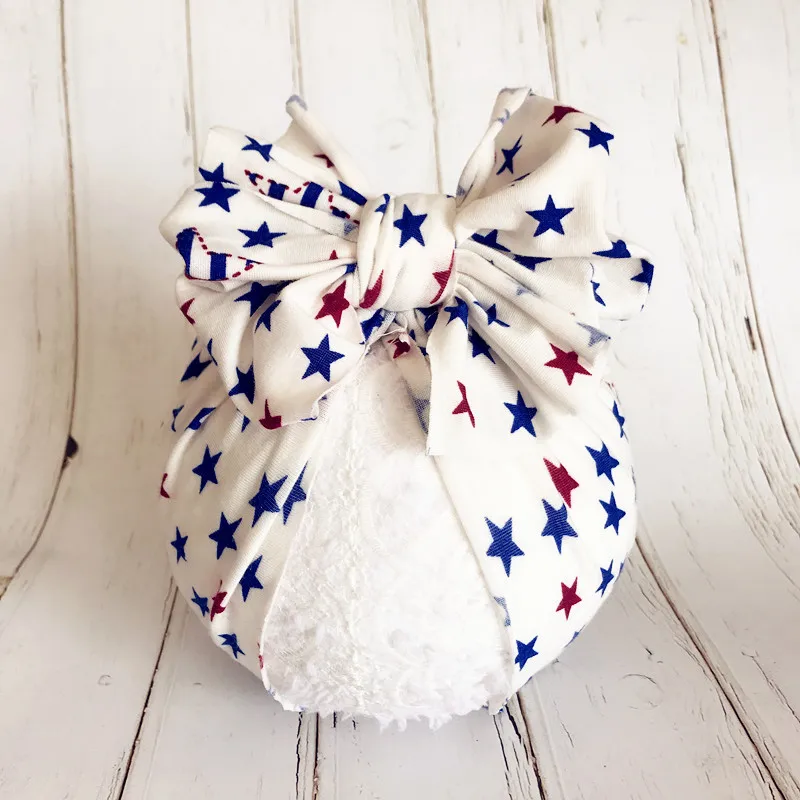 Star Stripe Tie Dye Floral print Infant New Born Baby Boy Girl Hat Toddler Kids Cotton Blends Lovely Soft Bow Knot Turban Caps | Детская