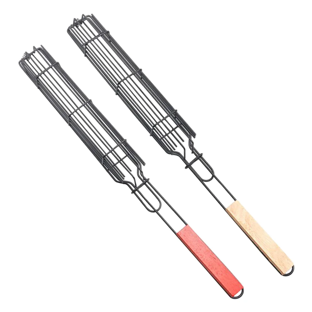 Kabob Grilling Baskets Non-Stick Metal for Vegetable Chicken Kitchen Accs |