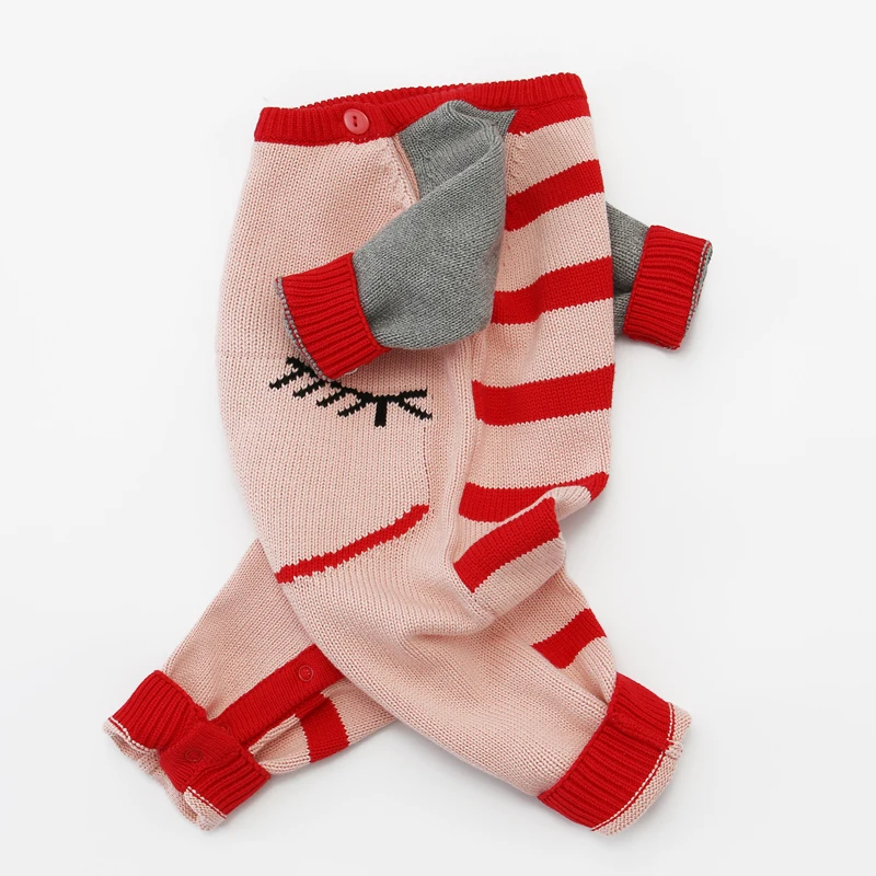 Розовый Детский комбинезон TinyPeople со смайликом зимняя вязаная одежда для