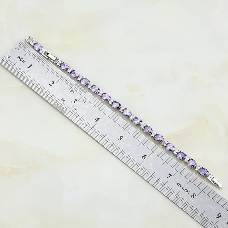 Женский браслет из серебра 925 пробы с фиолетовым цирконием и белым кубическим |