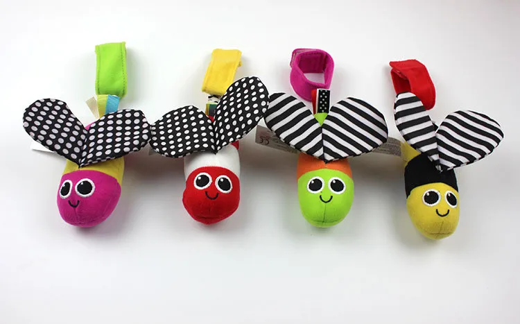 Baby Rattles hanging Bee with sound Cute Animal Infant Baby Crib Stroller Toy 0-12 months Plush Butterfly Bed Play Doll