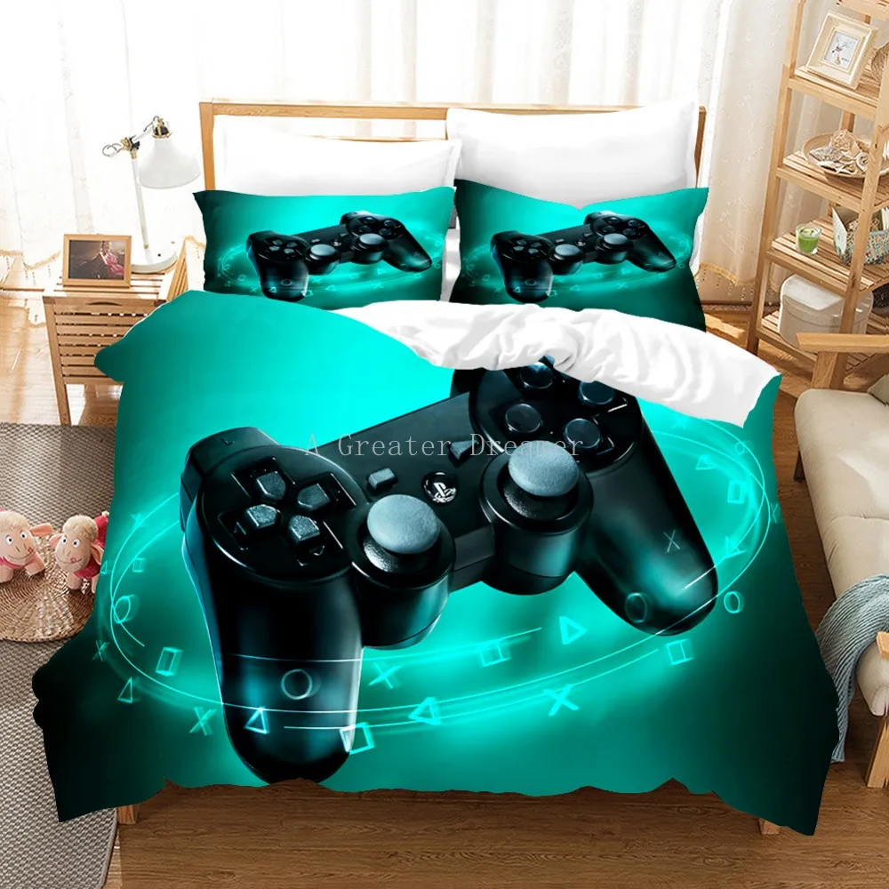

3D Print Game Handle Bedding Set Cute Duvet Cover Creative Black Comforter Bed Set Queen King Size House Bedclothes For Kids