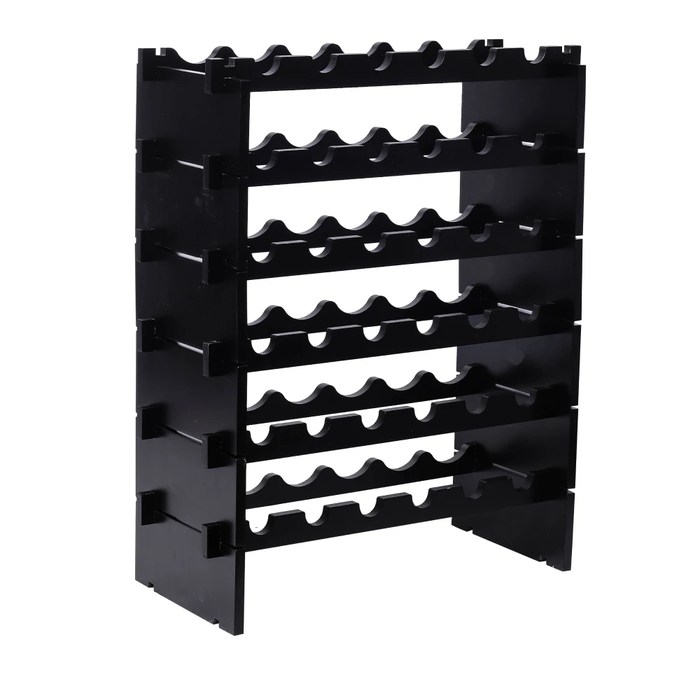 

Stackable Modular Wine Rack Wooden Free Standing Storage Stand Display Shelves with 36 Bottles Capacity Wobble-Free Black[US-W]