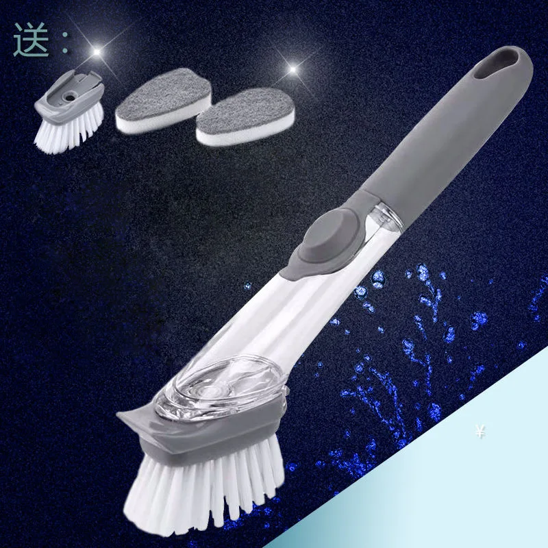 

Long Handle Pot Brush Dish Bowl Washing Cleaning Brush Soap Dispenser Kitchen Sink Scrubber Automatic Sponge Dishwasher Brush