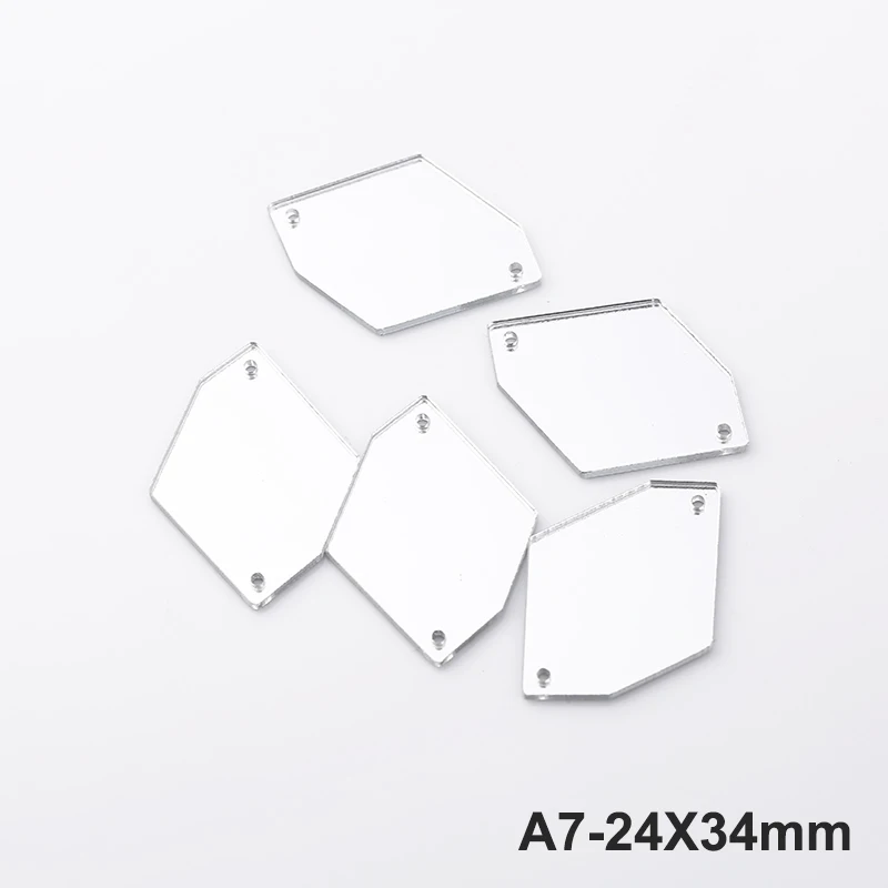 A7-24X34mm RESEN формы смешивания Пластиковые акриловые зеркальные пришитые Стразы с отверстиями с плоской задней стороной кристалл акриловый камень для пришивания для сценического костюма - Цвет: A7-24X34mm