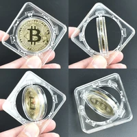 40mm gold bitcoin coin with spin rotatory showing case litecoin eth xrp cryptocurrency metal coin for collection