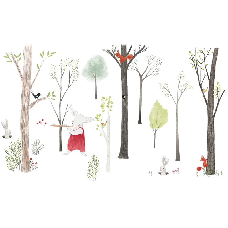 

Large Music forest Wall Sticker Cartoon Home Decor DIY bedroom kids room Nursery Background Mural art Decals poster sticker