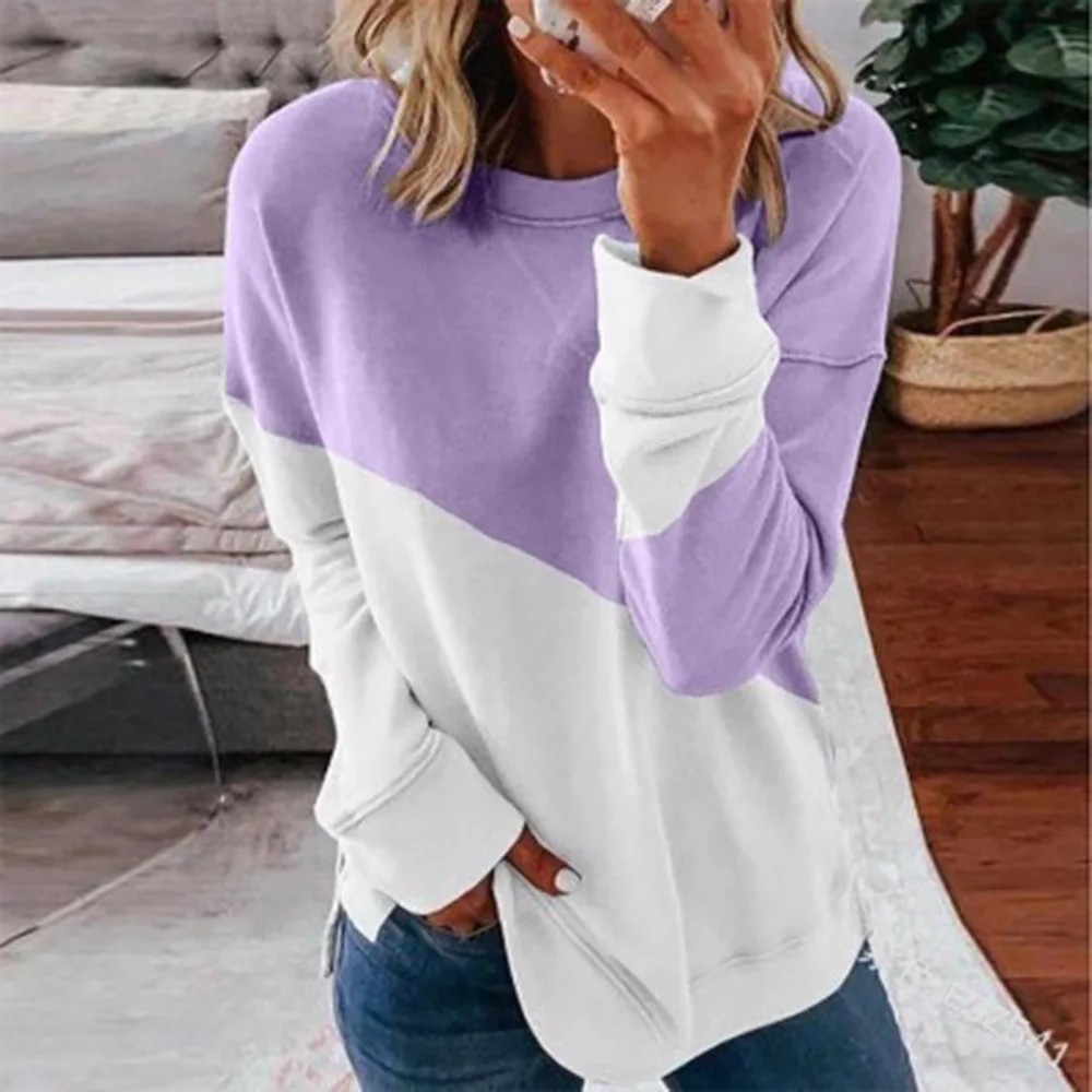 

Patchwork T-shirt Women Long Sleeve Tops Tee 2021 Spring Autumn T Shirt Women Clothes Female O-neck Tee Harajuku Mujer Camisetas