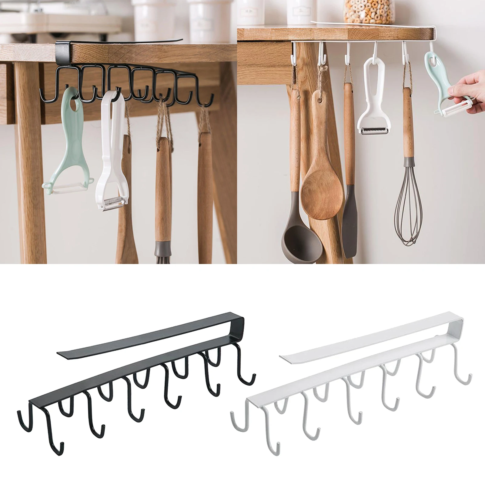

12 Hook Under Cabinet Cup Holder Dual Row Coffee Cup Mug Holder for Kitchen