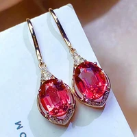 simulation red tourmaline earrings 18k rose gold plated ear studs zircon earrings women jewelry %d1%81%d0%b5%d1%80%d1%8c%d0%b3%d0%b8 2021 %d1%82%d1%80%d0%b5%d0%bd%d0%b4