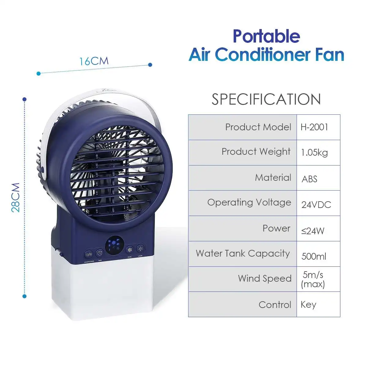 

3-Speeds Adjustable Air Conditioner Mist Purifier Humidifier Fan Air Cooler Desk Fan Quiet with 7 Colors Lights for Home Office