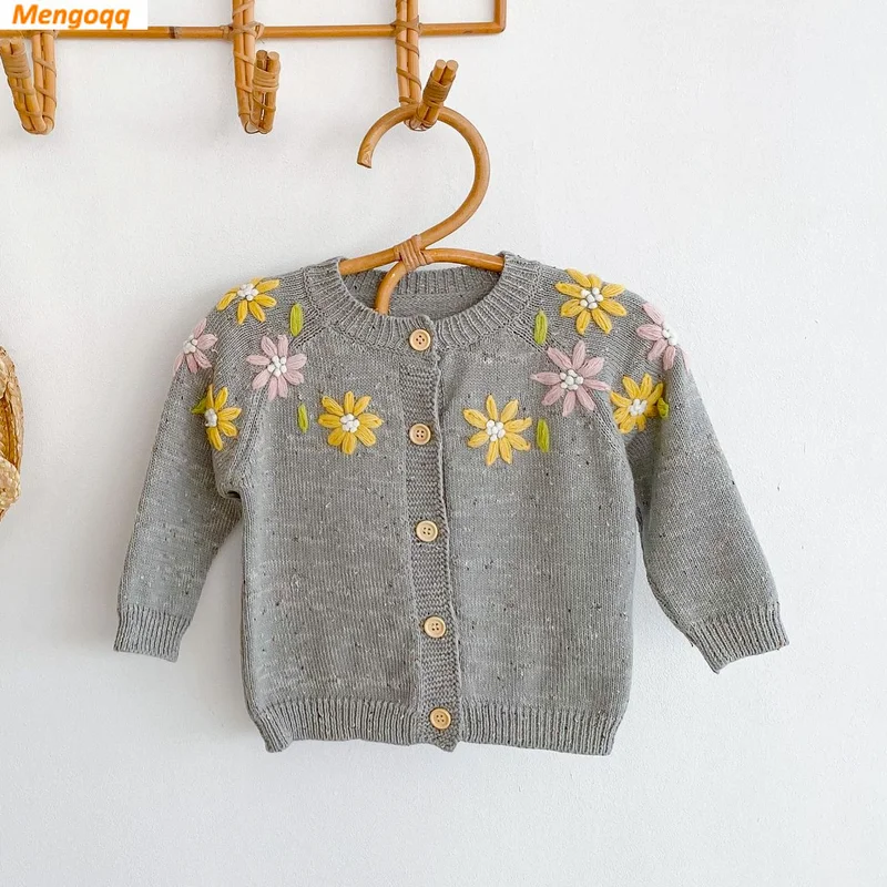 

Toddler Kids Baby Girls Autumn Spring Full Sleeve Flower Single-breasted Tops Cardigan Infant Knitting Clothes Sweater 0-3Y