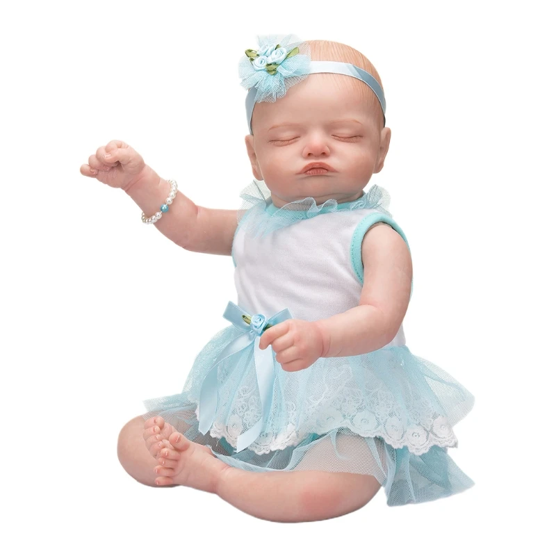 

19inch Sleeping Doll Action Figure Interactive Toy Realistic Vinyl Stuffed Caucasian Doll Cute Reborns with Hair Band