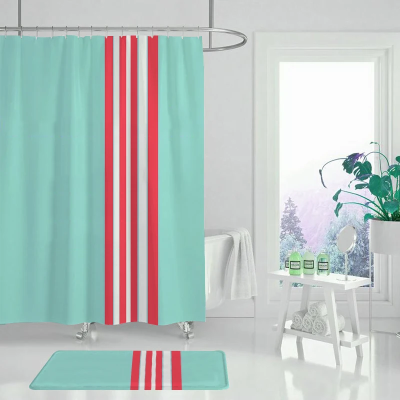 Полосатая душевая занавеска в стиле ретро текстурный комплект для украшения