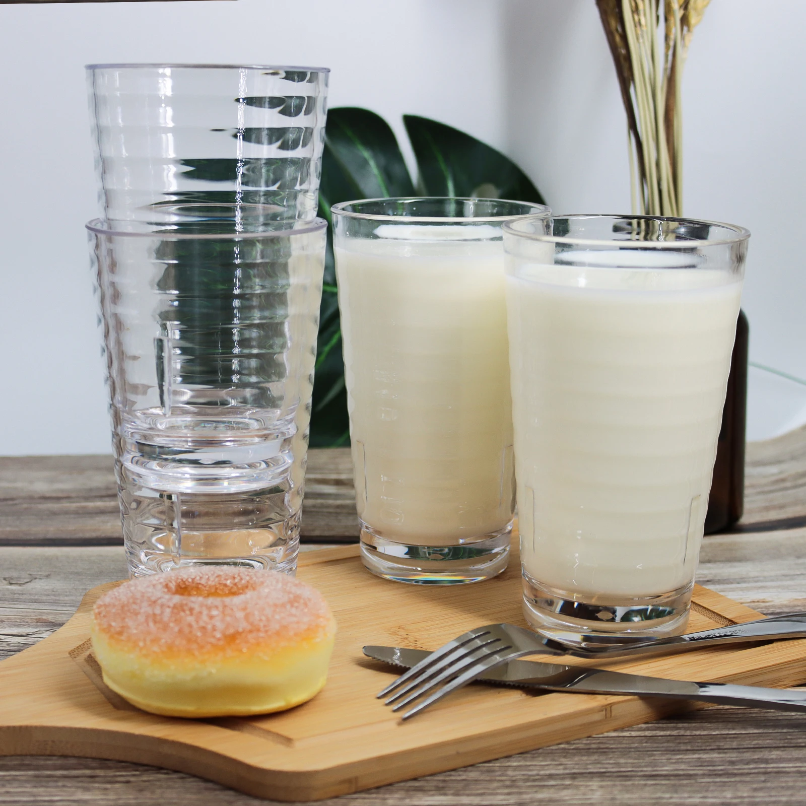 

Пластиковая чашка объемом 385 мл, питьевые соки для сока, молока, как стеклянная чашка, посуда для напитков с резьбой, дизайн 4 шт./компл.