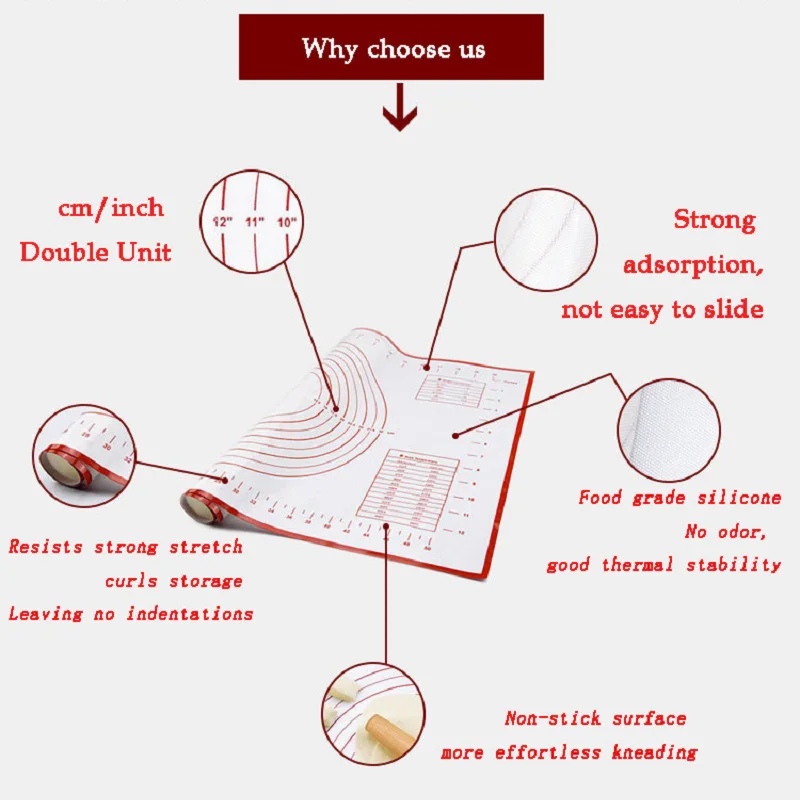 60*40 см антипригарный силиконовый коврик для выпечки лист Стекло волокна раскатки