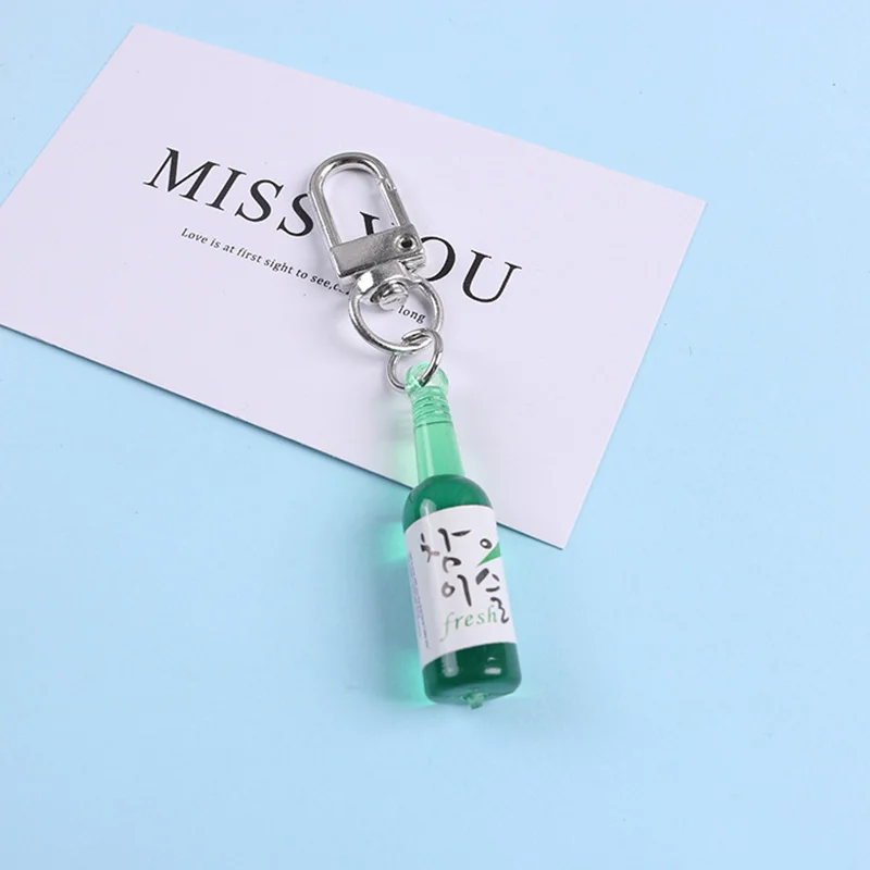 Корейский брелок для ключей в виде пива зеленая подвеска чехол наушников кольцо
