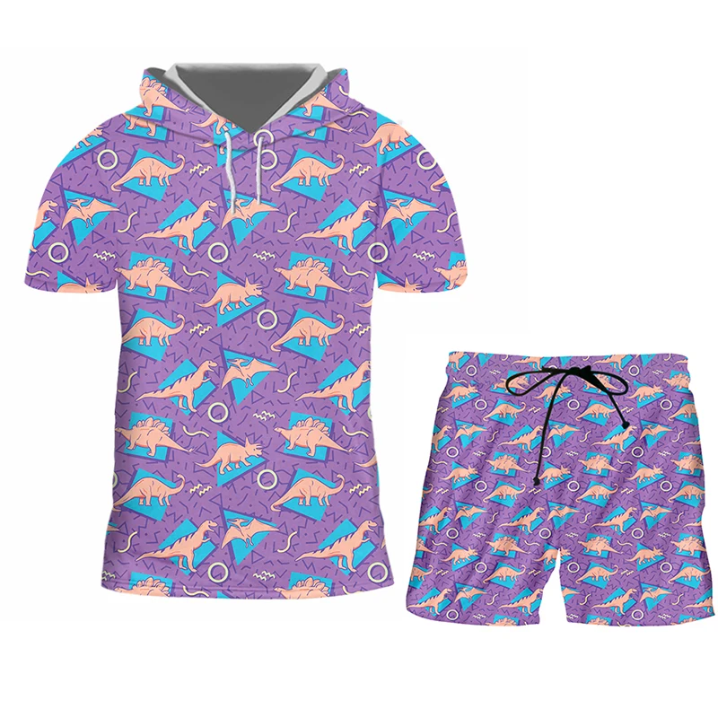 Костюм спортивный для мужчин и женщин рубашка на пуговицах шорты с 3D-принтом