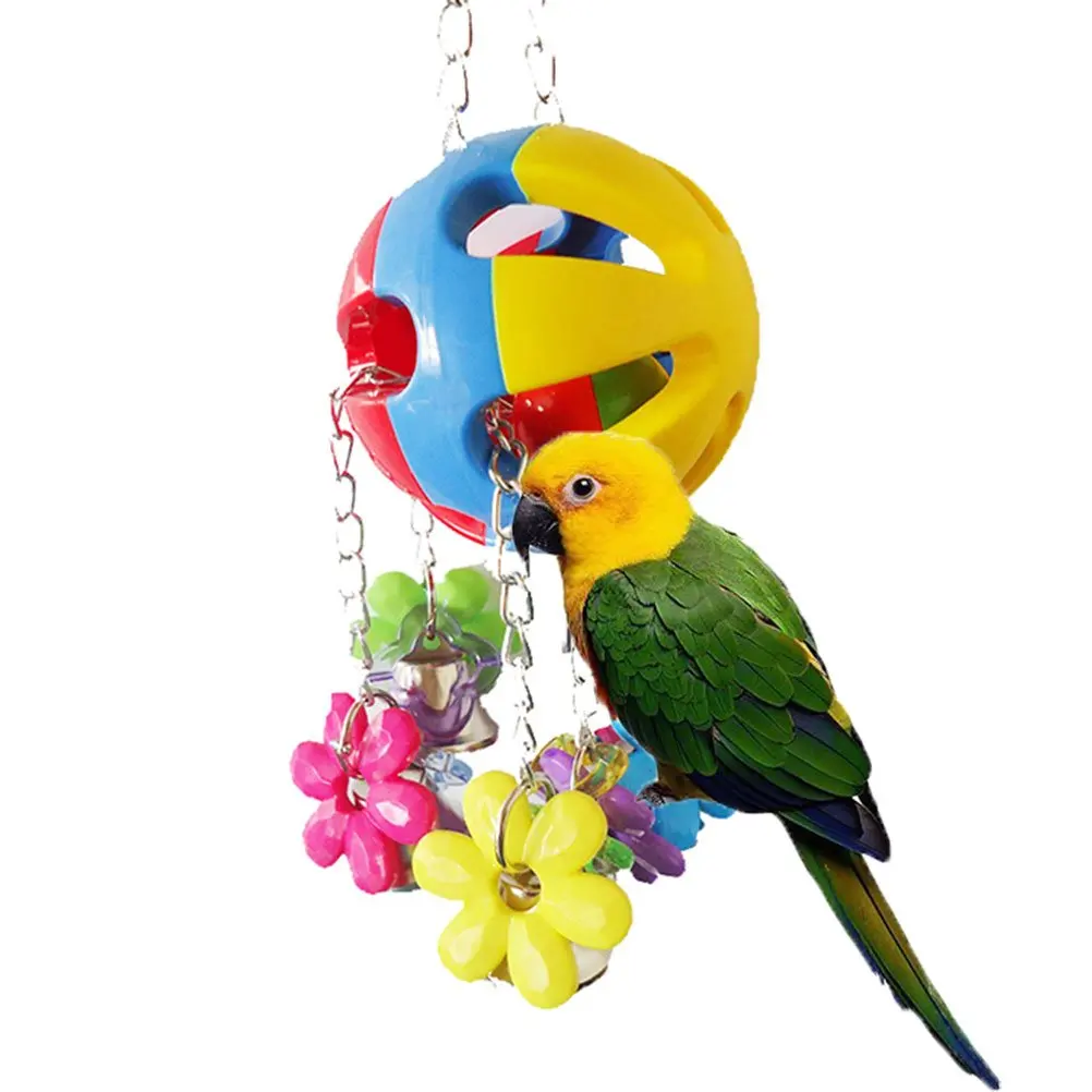 Жевательная игрушка для птиц с колокольчиками попугая Macaw африканские грибы Eclectus