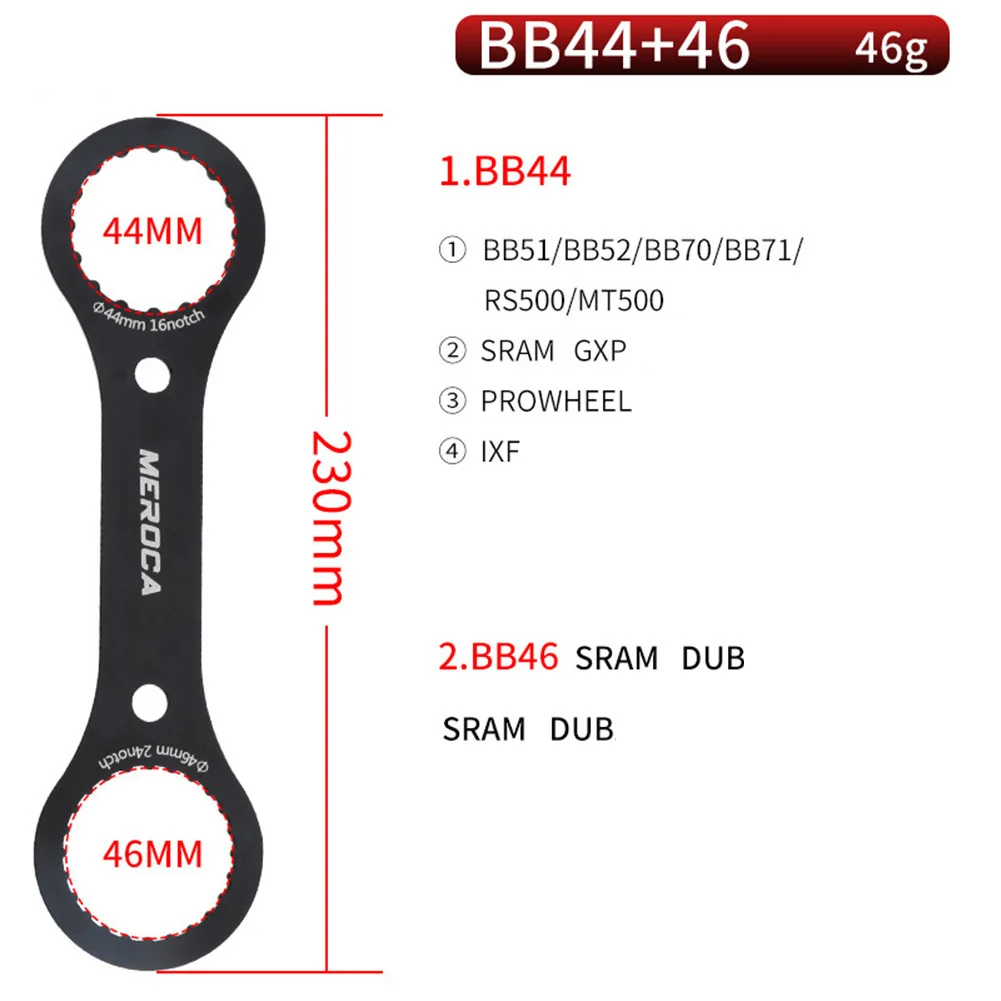 

MEROCA Bicycle Hollow Crankset Removal Tool BB44/BB46 Bottom Bracket Wrench Bicycle Hollow Crankset Disassembly Tool Wrench