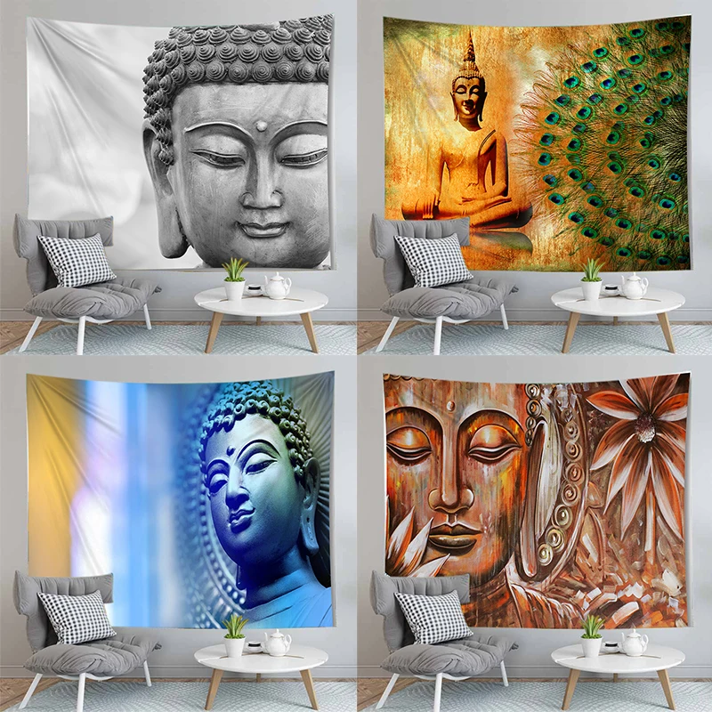 

3D Buddha Statue Tapestry Wall Hanging Cloth Tapestries Carpet Home Decoration