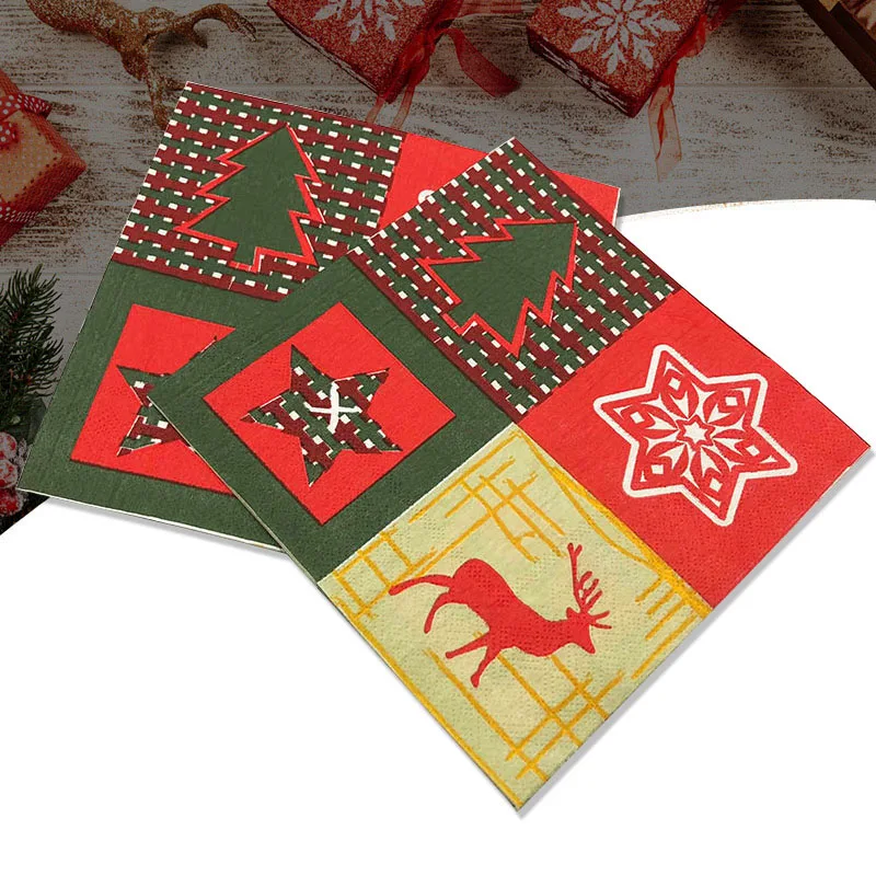 

10PCS Christmas Deer Paper Napkins DIY Crafts Decoupage Tissue Paper 2022 Valentines Day Wedding Birthday Party Decorations
