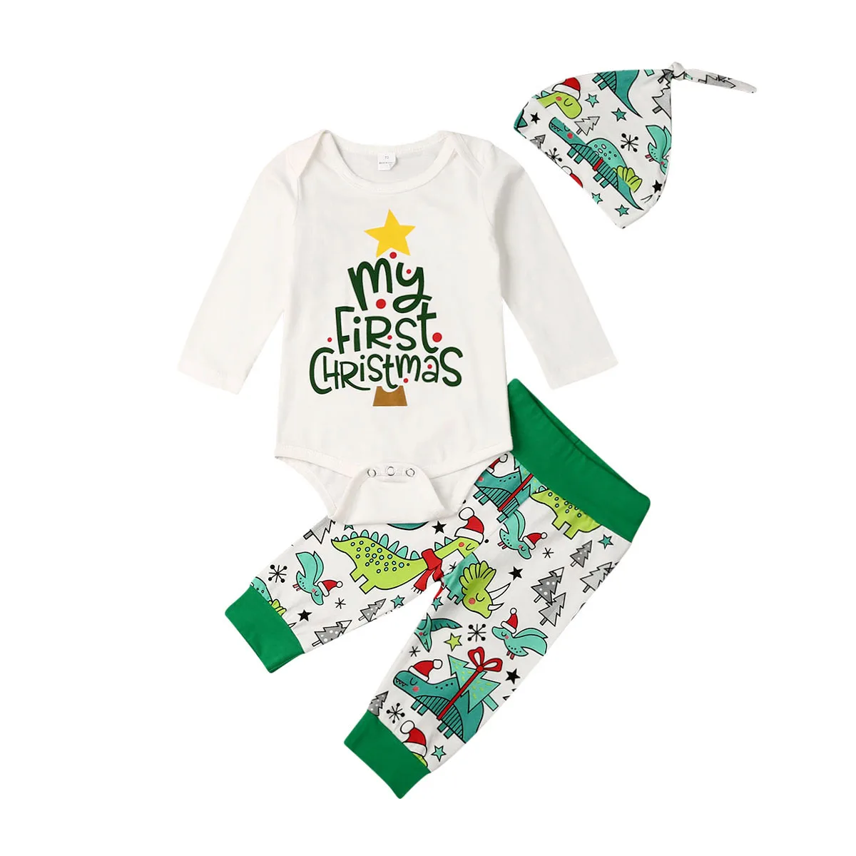 

Newborn Baby Boys Girls Xmas Clothes My First Christmas Romper Pants Outfit 3PCS
