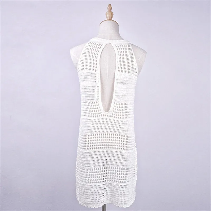 Сексуальный женский купальный костюм с открытой спиной накидка вязаное крючком