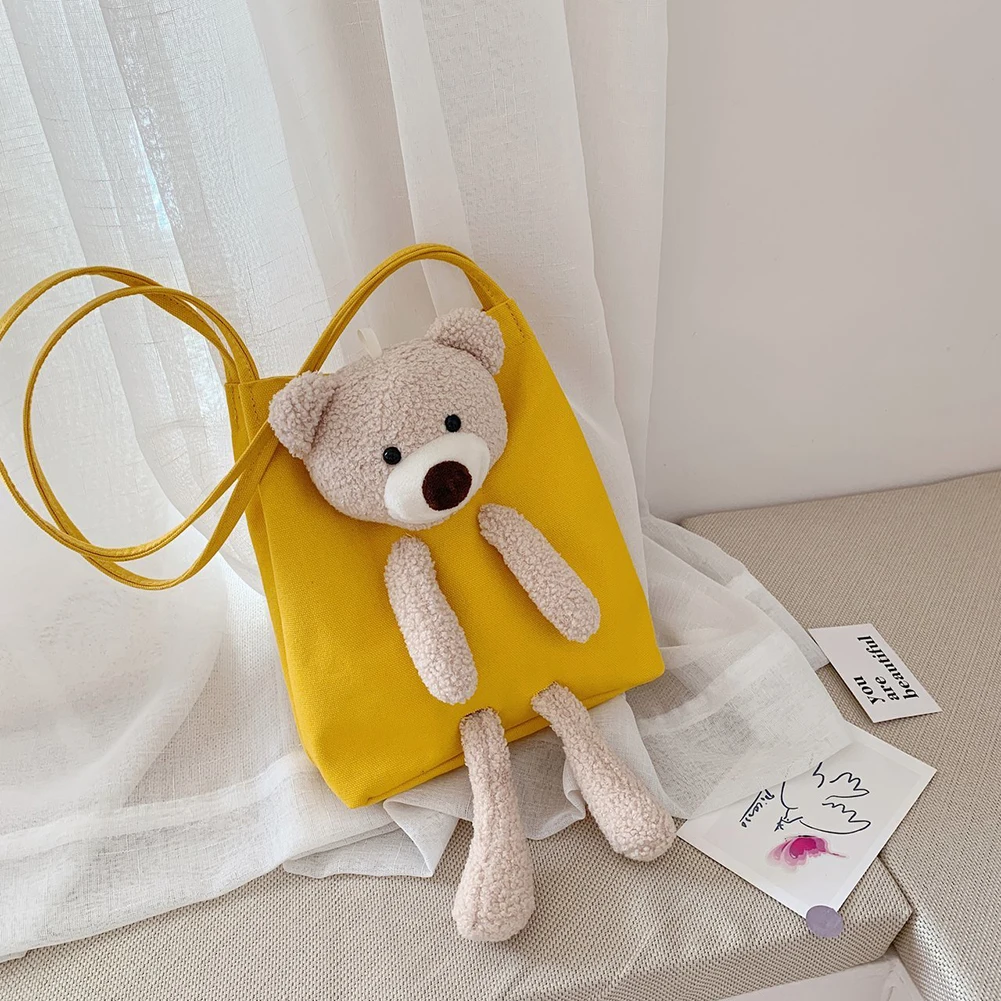 Холщовая женская сумка с милым мультяшным медведем дамские сумочки на плечо