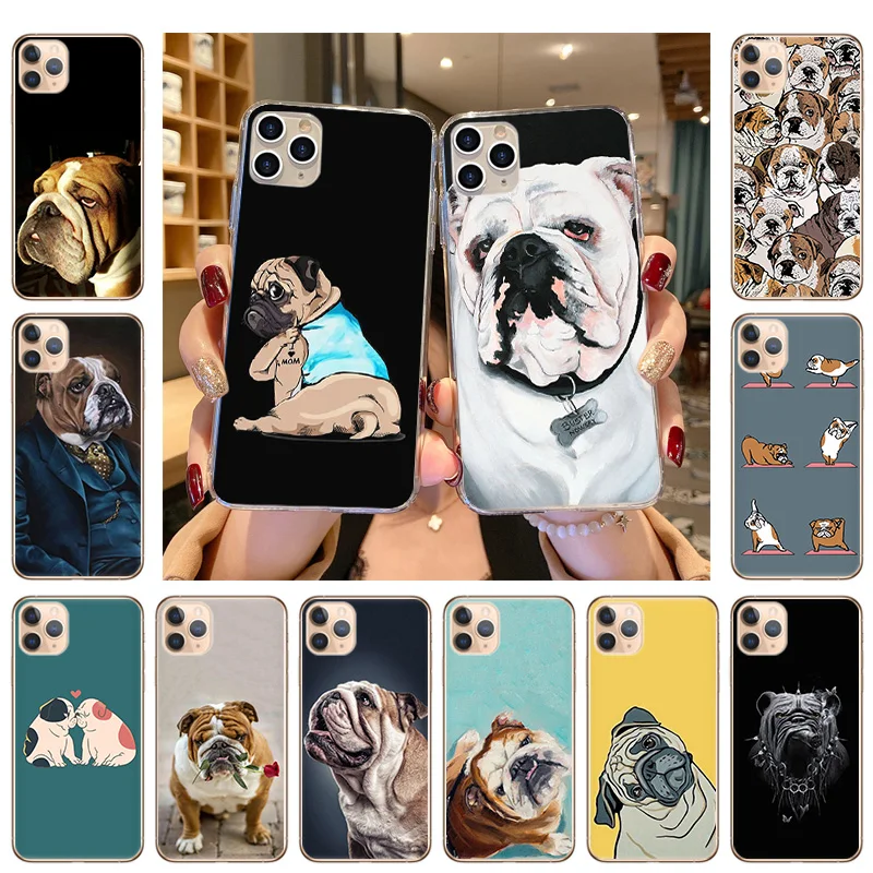 

Soft TPU Clear Silicone Phone Case For iPhone 13 12 11 Pro XS Max 7 8 6 6s Plus 12mini SE X XR Cute French English Bulldog Cover