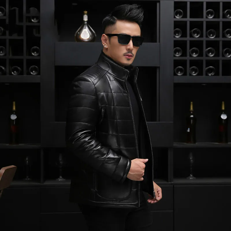 Кожаная мужская куртка 2020 норковая Меховая с воротником размера плюс зимняя из