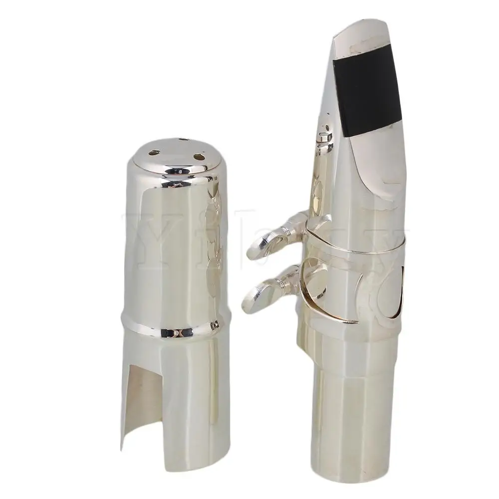 Yibuy Tenor Saxophone Sax Mouthpiece Cap Ligature BQLZR Silver plate#7 Good Sound
