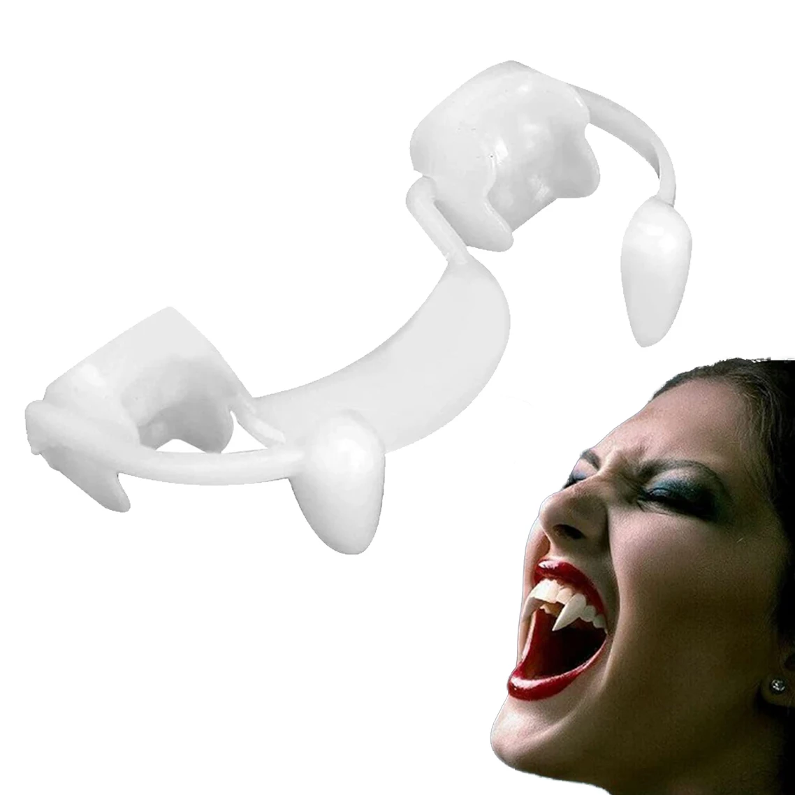 

Retractable Vampires Fangs Adult Halloween Party Cosplay Props White Horror False Teeth Props Party Favors Dress Up Accessories
