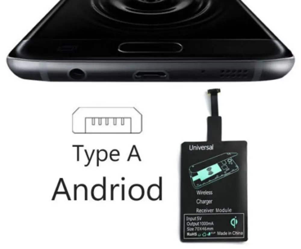 Беспроводное зарядное устройство CinkeyPro QI приемник Micro USB Type C для iPhone Samsung 5 В/1 А