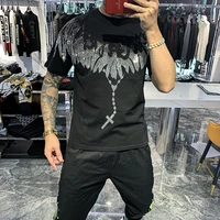 wing hot drilling couples tshirt top fashion brand short sleeve t shirt for men summer 2021 social club outfits tee shirt homme