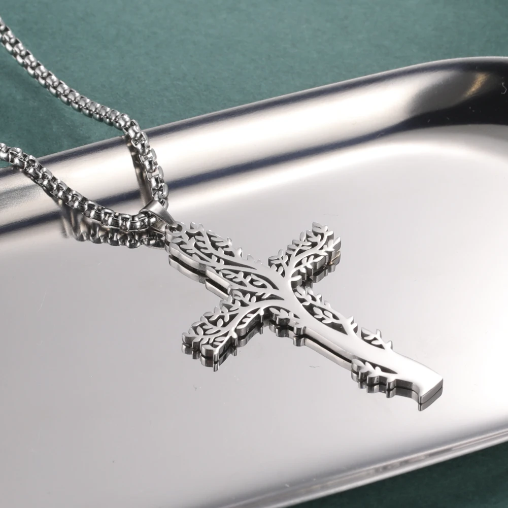 Skyrim Древо жизни крест ожерелье для мужчин из нержавеющей стали золотой цвет