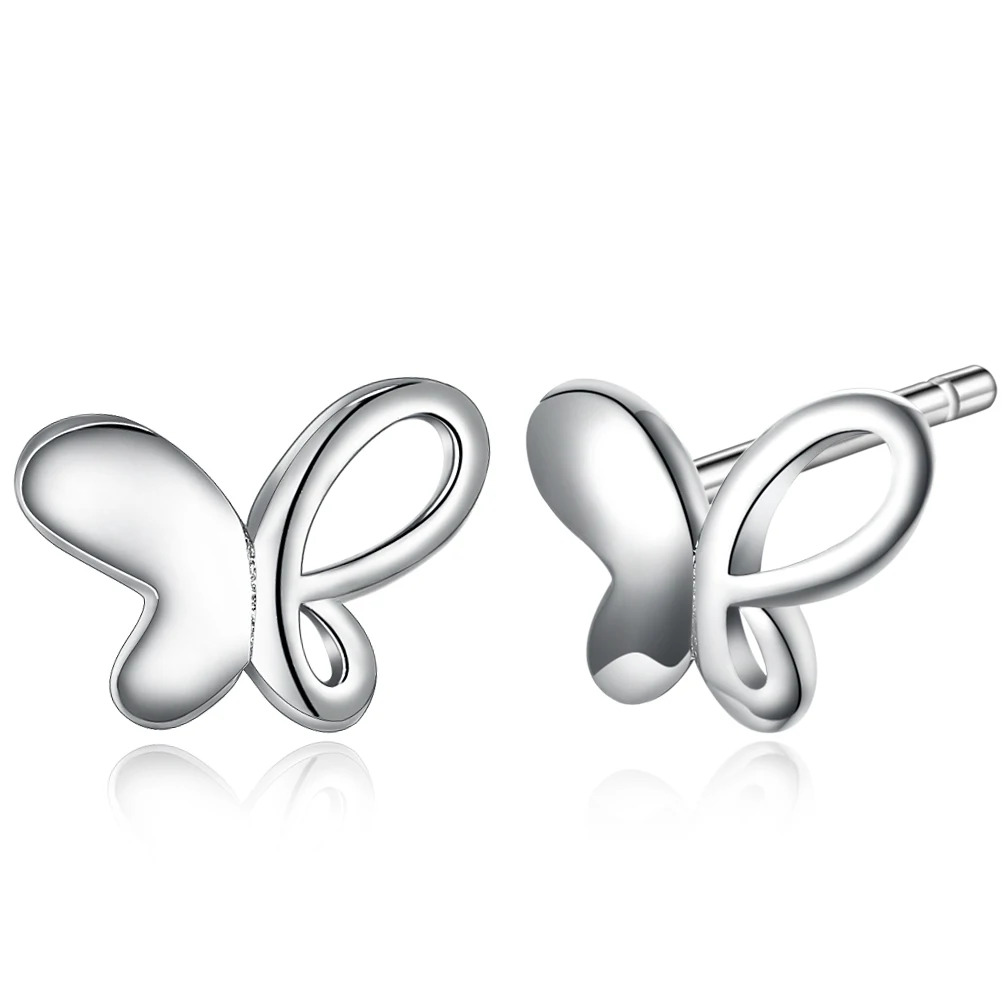 

SILVERHOO Butterfly 925 Sterling Silver Stud Earrings For Women Creative Hollow Out Minimalism Earring Anniversary Fine Jewelry