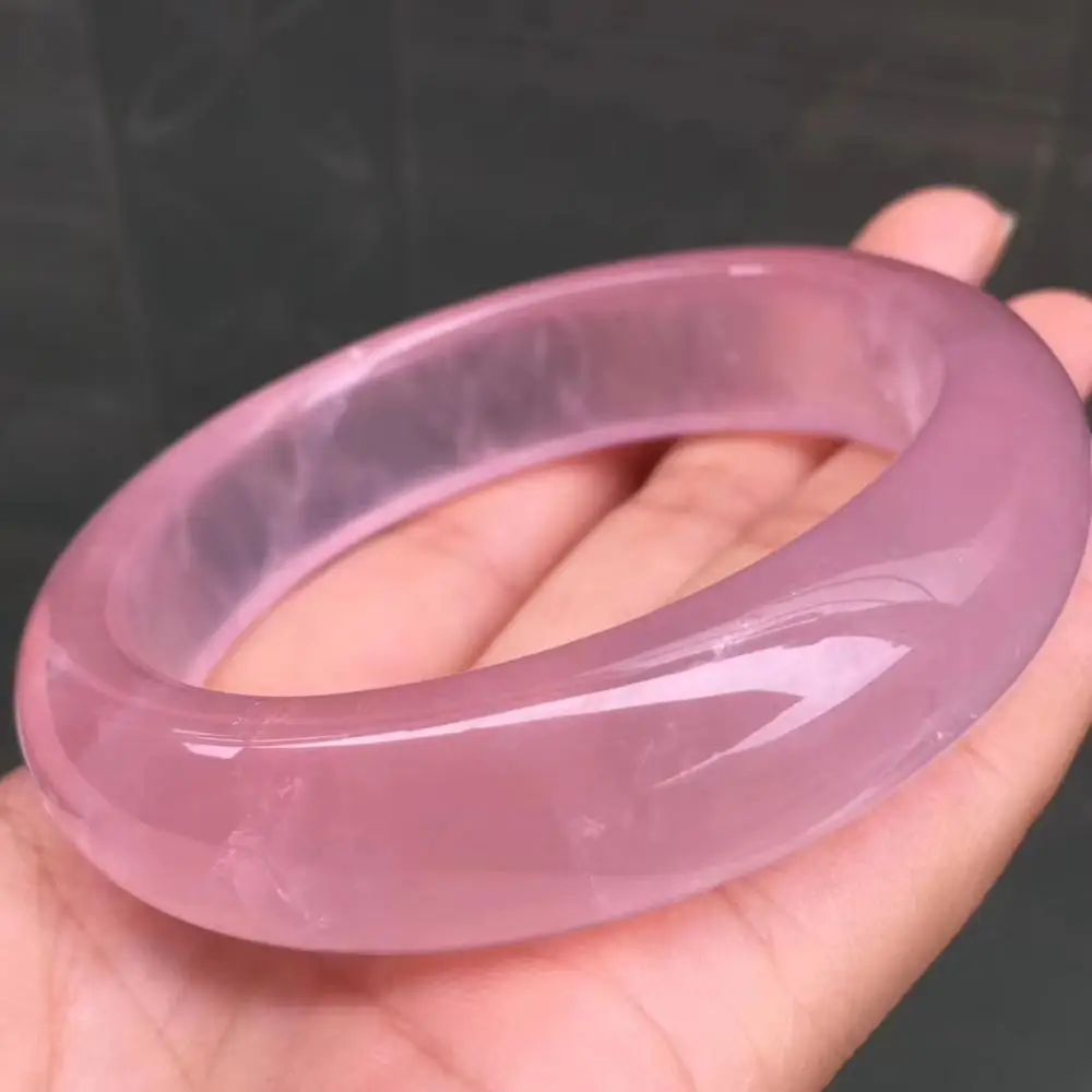 Внутренний диаметр 58 мм натуральный розовый кварц кристалл браслет Круглый