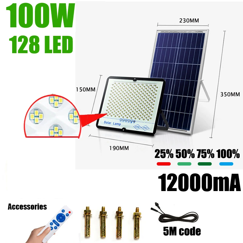 1200lux 128LED Панели солнечные светильник с 5 метровый кабель уличная лампа солнечной